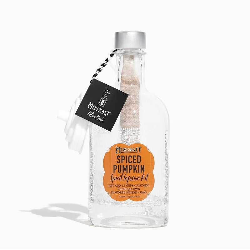 MixCraft Spirit Infusion Kit - Premium Craft Cocktail & Mocktail Mixer, Glass Bottle, Collapsible Funnel, Flavor Pouch & Recipe, Spiced Pumpkin - Image 1